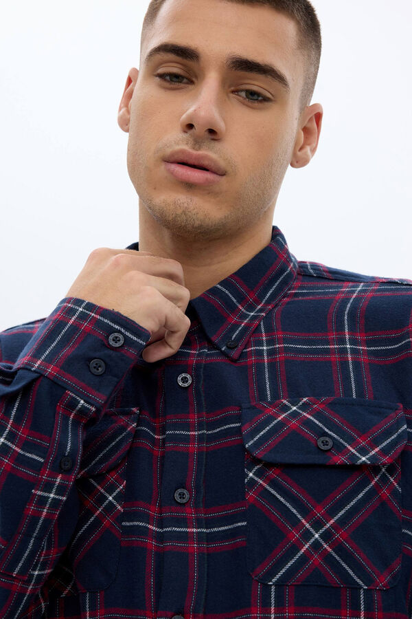 Springfield Checked flannel shirt blue