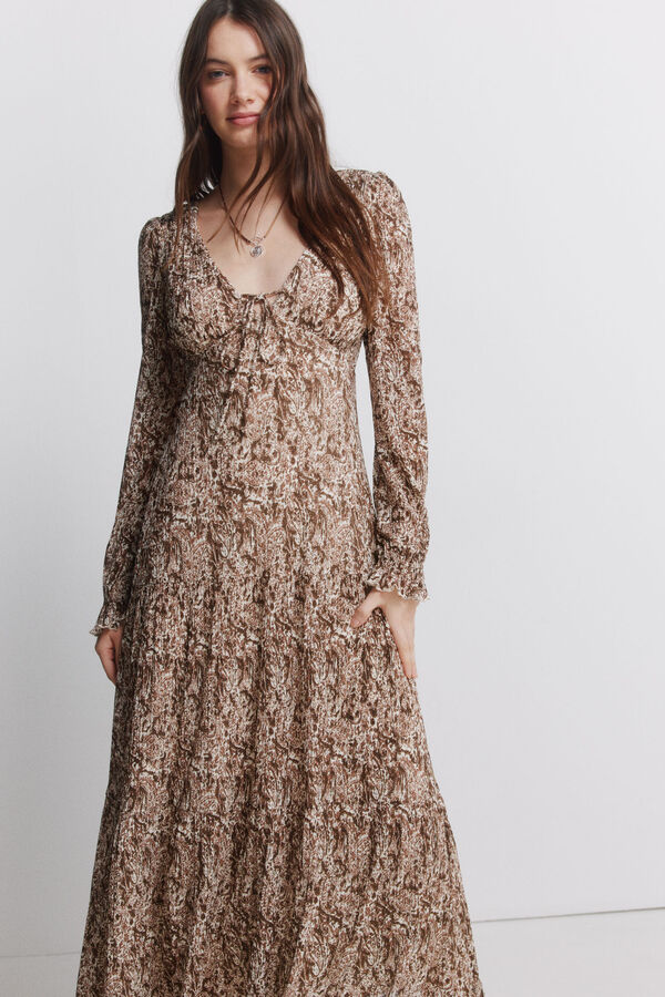 Springfield Print midi dress nude