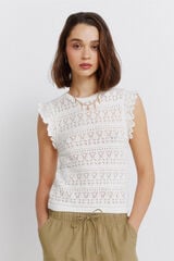 Springfield Pointelle ruffle top brown