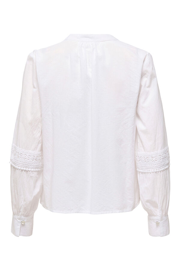 JDY Long sleeve embroidered blouse white