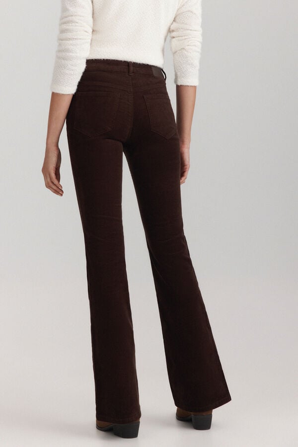 Springfield Pantalon flare en velours c&ocirc;tel&eacute; nude