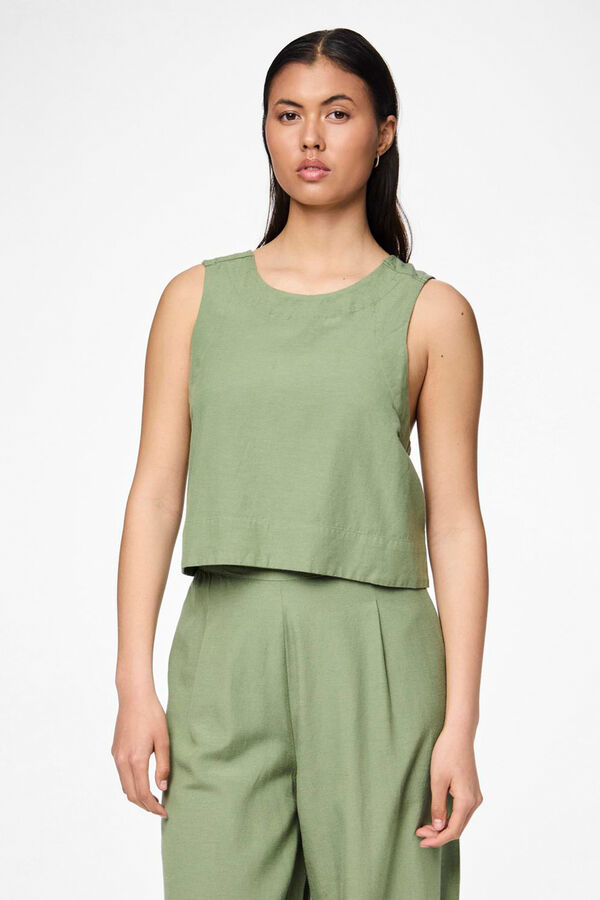 Springfield Linen sleeveless top  green