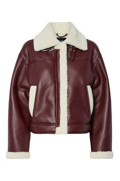 Pieces Faux leather aviator jacket with faux shearling