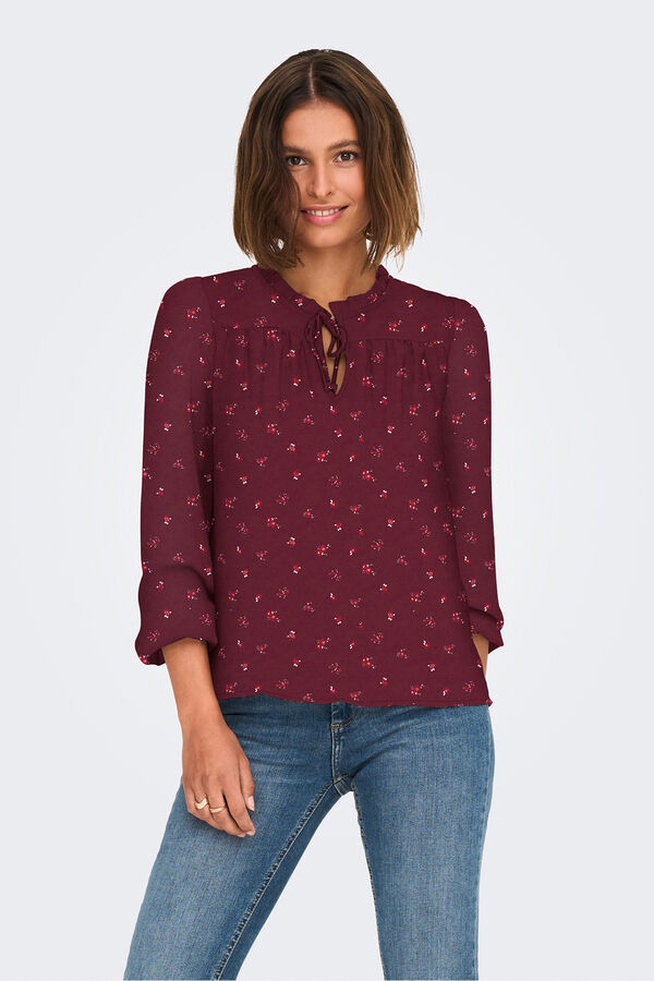 Only Blusa de gasa estampada burdeos