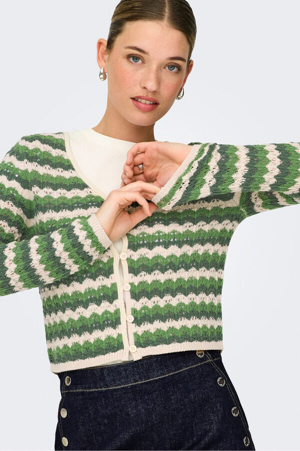 Only Crochet openwork cardigan green