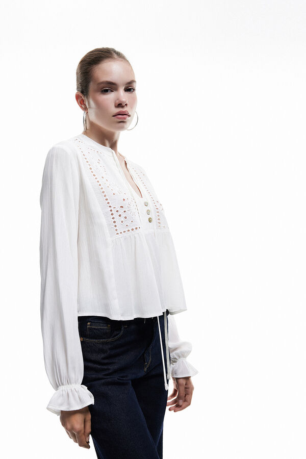 Koton Blusa de brocado blanco