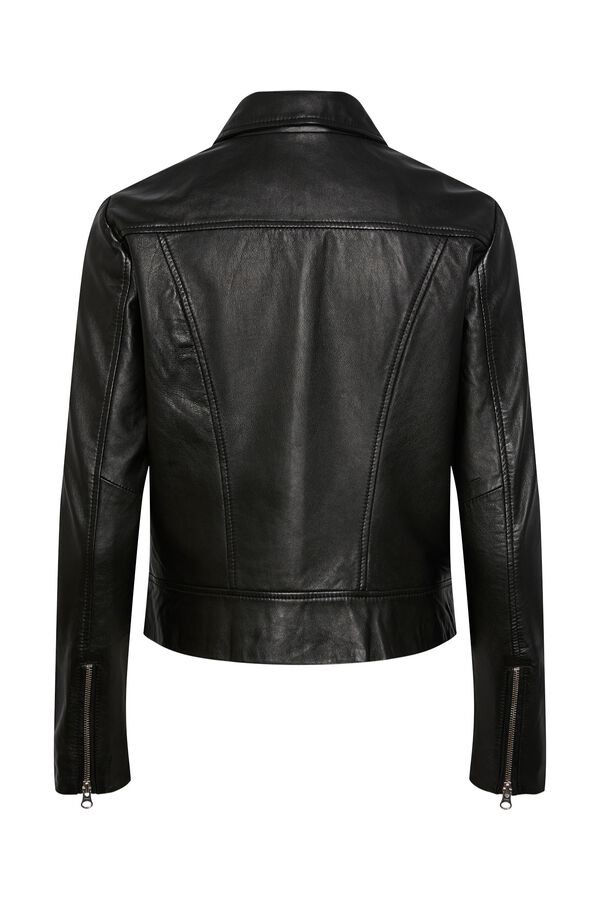 Pieces Leather biker jacket black