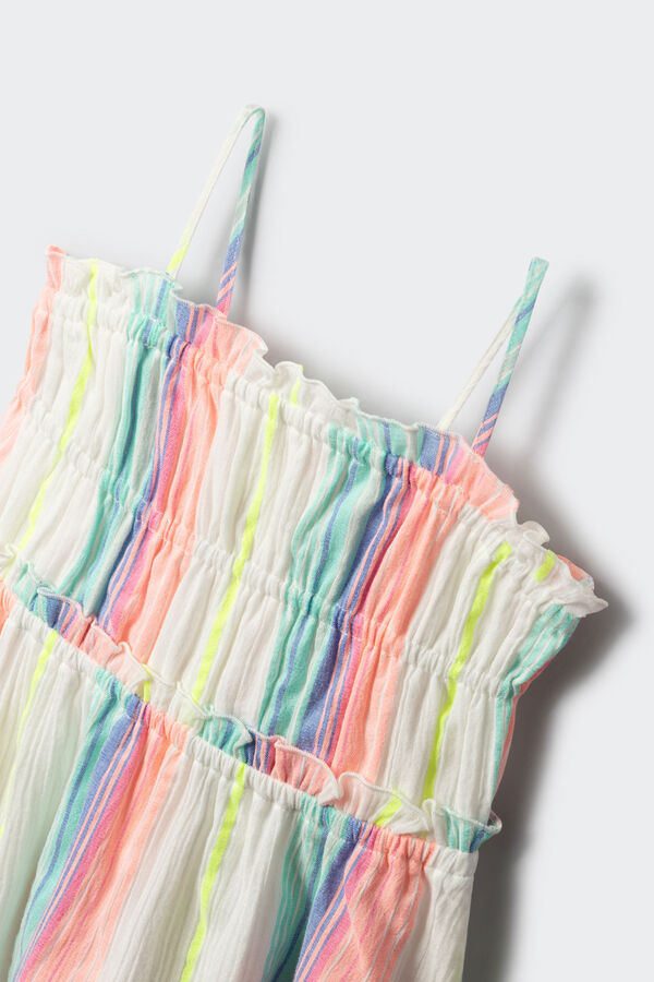 Springfield Kids Vestido de riscas fl&uacute;or para menina rosa