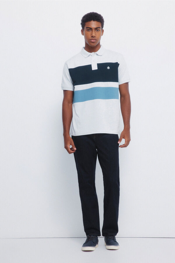 Springfield Regular fit color block piqué polo shirt grey