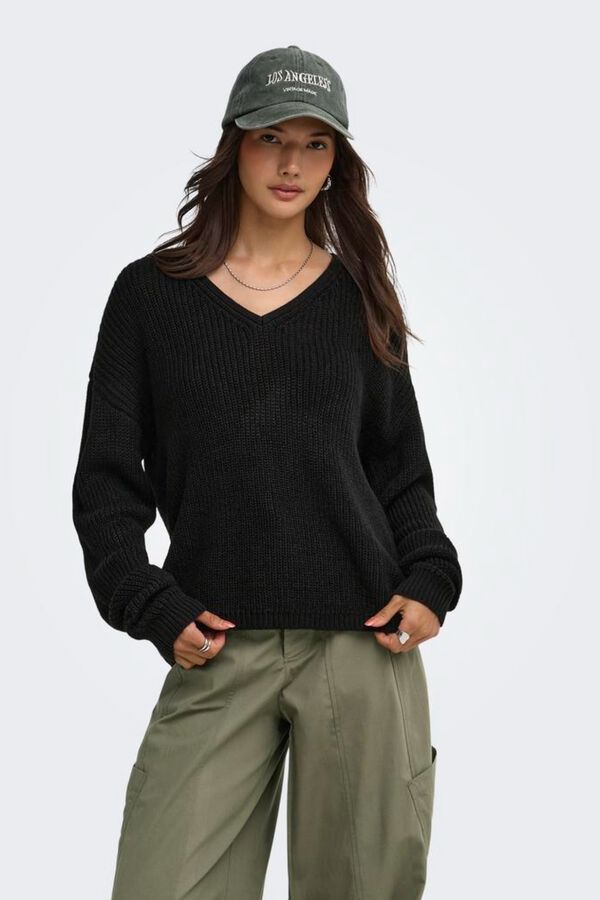 JDY Pullover mit V-Ausschnitt Schwarz