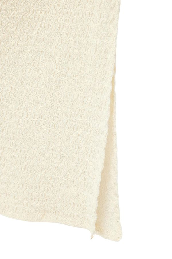 Koton Asymmetric shoulder midi dress nude