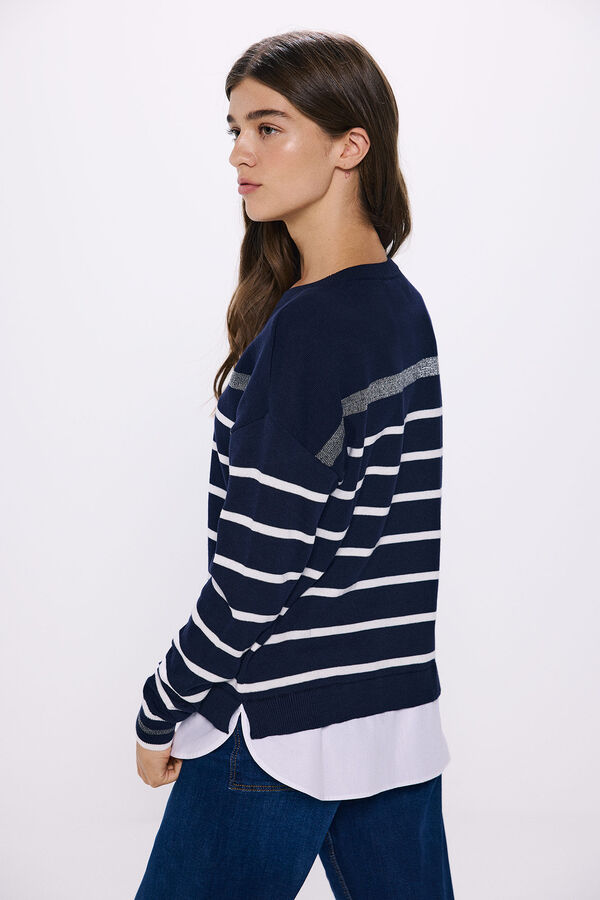 Springfield Cotton-combined "Love" sweater navy