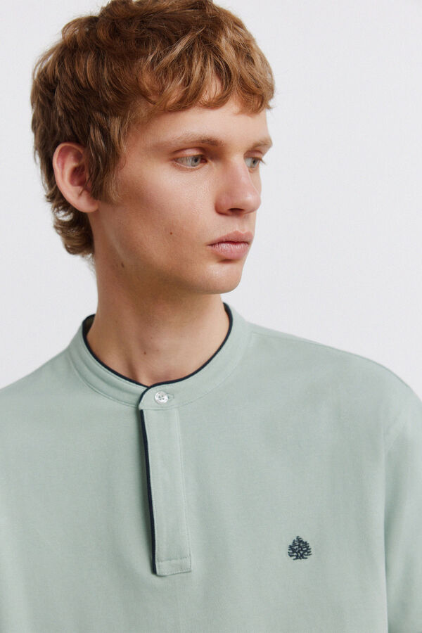 Springfield Piqu&eacute; Henley polo shirt slim fit green