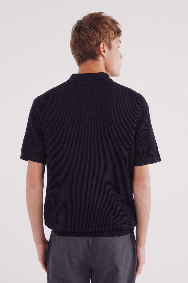 Springfield short sleeve jersey with polo shirt neck structure blue