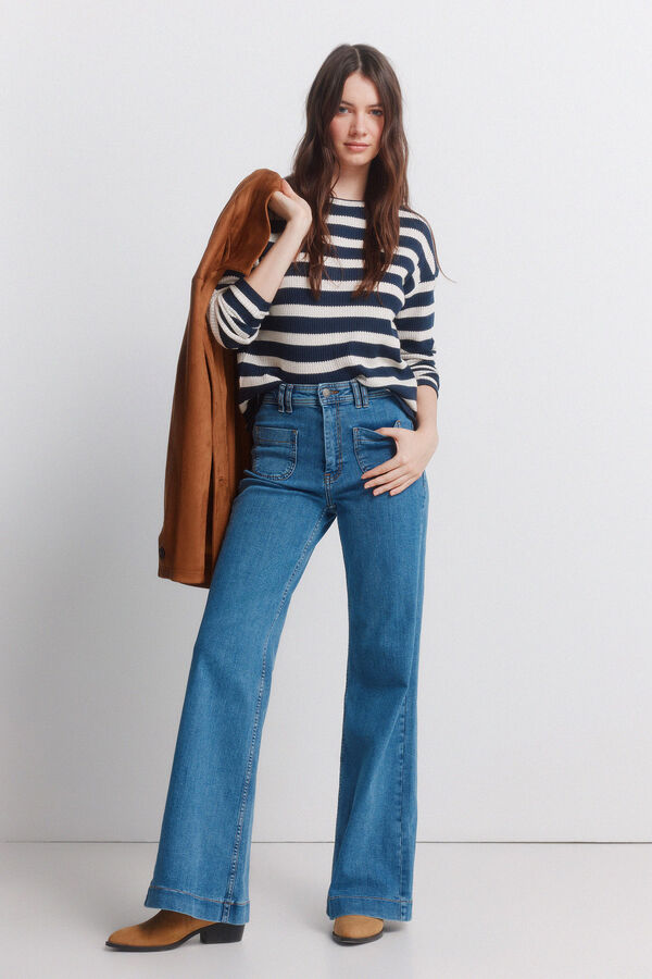 Springfield Striped thin long sleeve jumper blue
