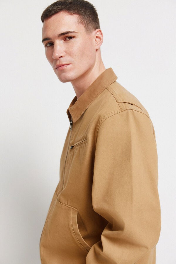 Springfield Cotton contrast washed jacket brown