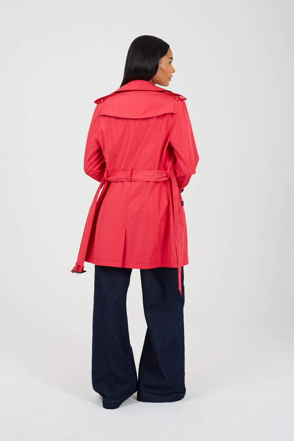Brave Soul Gabardina con cintur&oacute;n y botones rojo