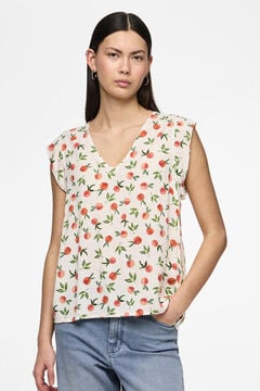 Springfield Printed short-sleeved blouse white