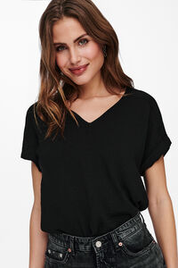 JDY Top gola em bico manga curta