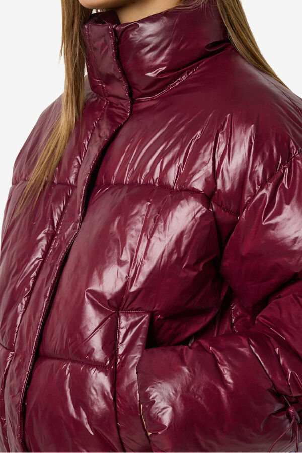 Noisy May metallic quilted coat pink