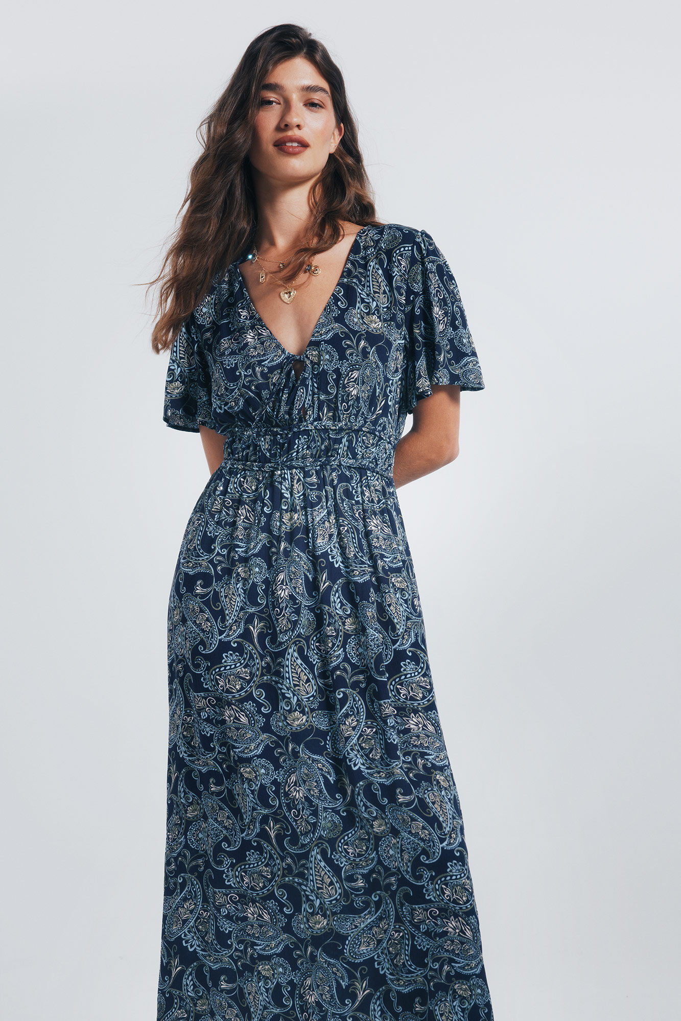 Springfield midi dress with braided waist