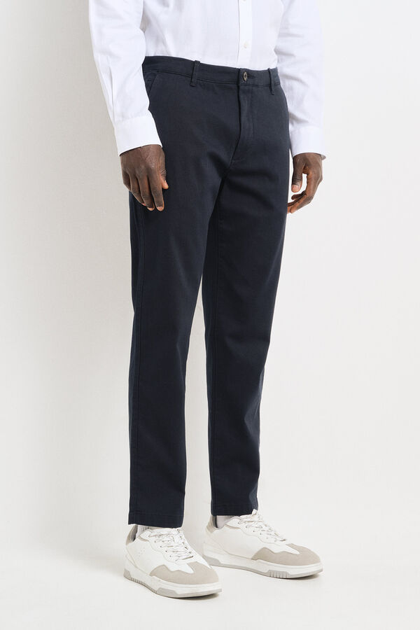 Springfield Pantalon chino couleur comfort slim fit bleu