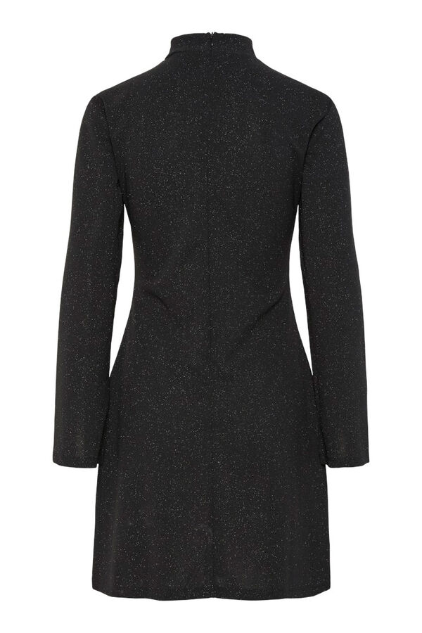 Pieces Vestido corto manga larga lurex negro