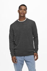 Springfield Men's round neck sweater. Regular fit. grey mix