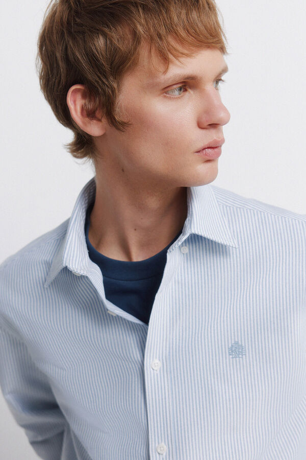 Springfield Striped oxford wrinkle free shirt blue