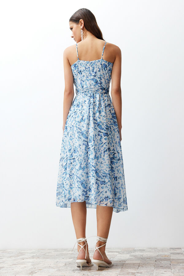 Trendyol Vestido midi de tirantes lazo azul