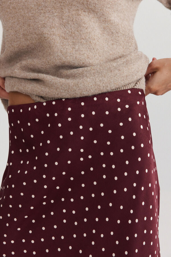 Springfield Falda sat&eacute;n estampada burdeos