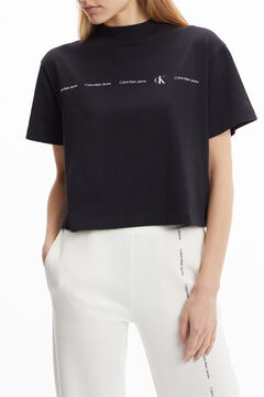 Springfield  Crop t-shirt with short slevee schwarz