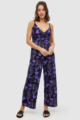 Springfield Printed long strappy jumpsuit purple