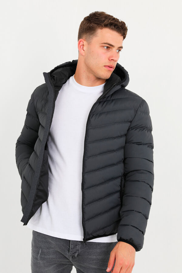 Brave Soul Casaco acolchoada com capuz cinzento