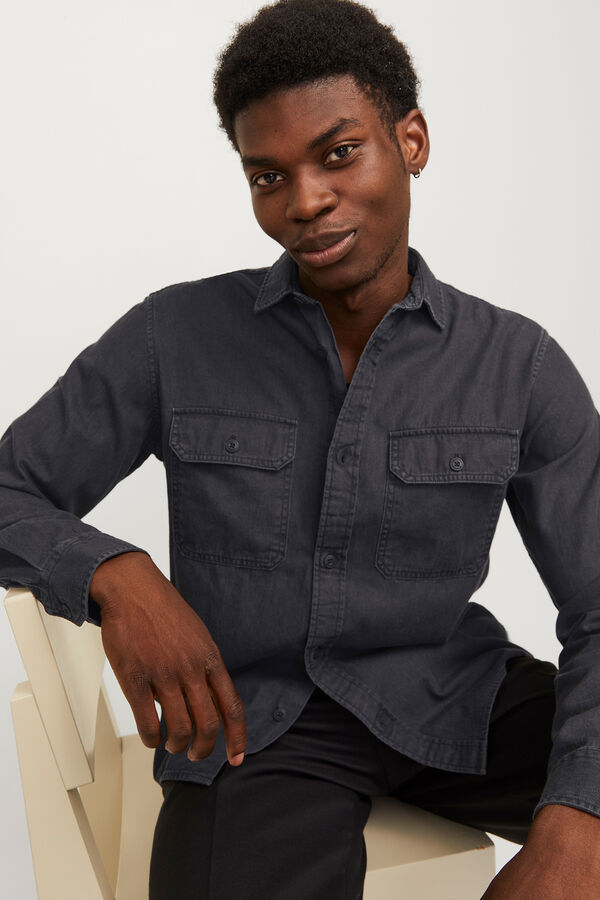 Jack & Jones Camisa estilo sarga negro