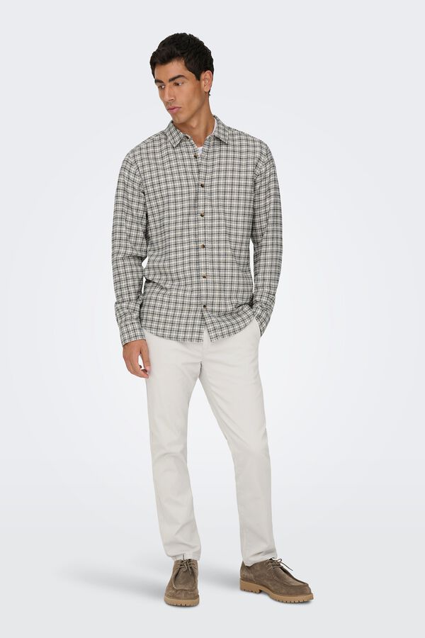 Only & Sons Camisa manga larga cuadros blanco