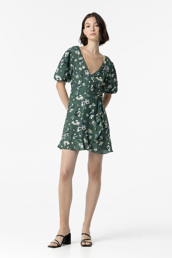 Springfield Floral-Print Wrap Dress zelena