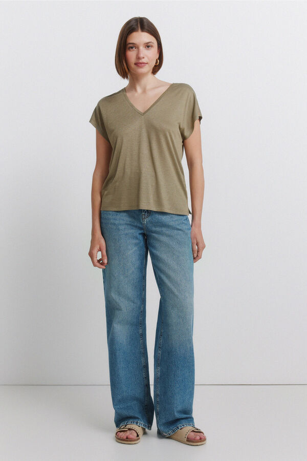 Springfield Batwing sleeve T-shirt beige