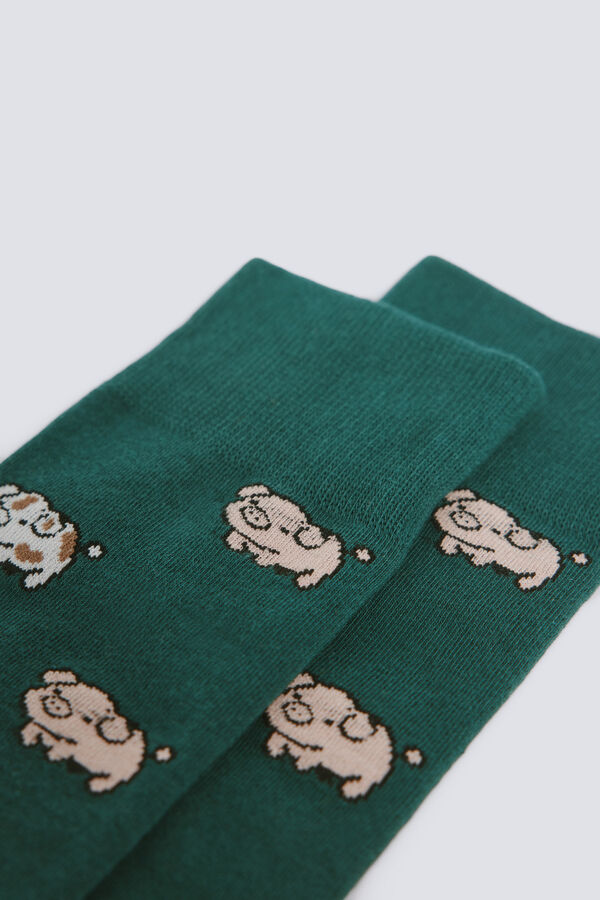 Springfield Chaussette longue cochons bleu