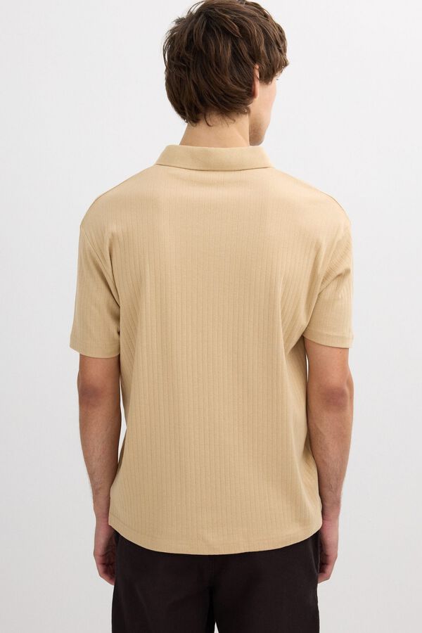 Inside Ribbed basic polo shirt brown