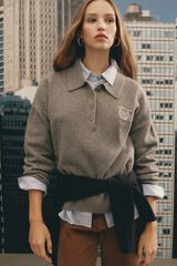 Springfield Embroidered polo shirt jumper grey