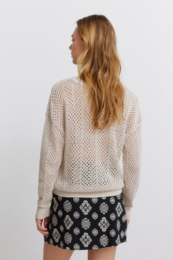 Springfield Lurex pointelle jumper nude