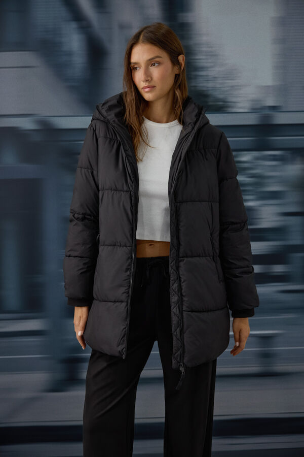 Springfield Veste mi-longue matelass&eacute;e r&eacute;sistante &agrave; l'eau noir