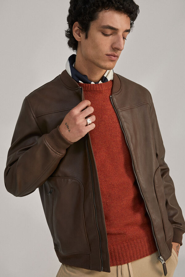 Springfield Faux leather bomber jacket brown