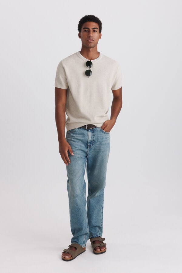 Springfield Knit structure T-shirt brown