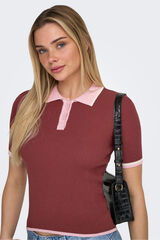 Only Ribbed jersey-knit polo shirt printed