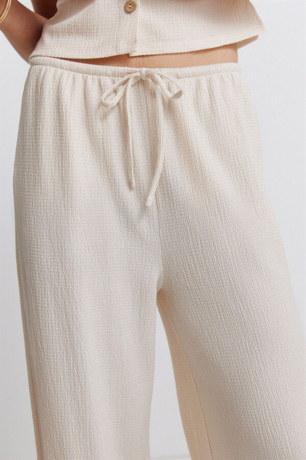 Springfield Wide leg structure long trousers brown