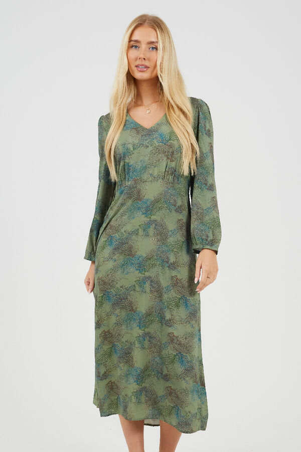 Brave Soul Long print dress green