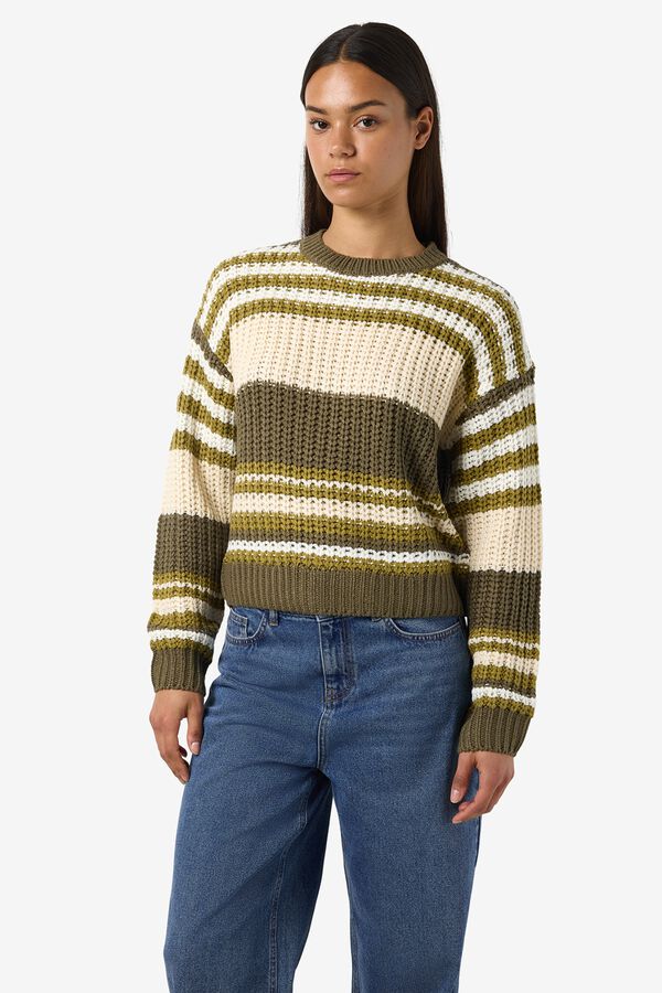 Noisy May Round neck knit jumper green