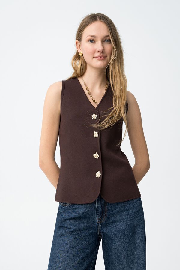 Tiffosi Camisa slim com bot&otilde;es castanho